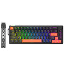 FURYCUBE V68 Mechanical Gaming Keyboard Flowing White Switch - Black with Orange Keycaps