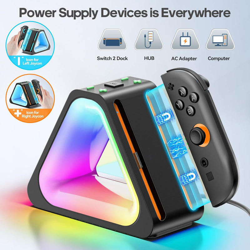 OIVO Fast Magnatic Charging Dock with 7 Light Modes For Nintendo Switch 2