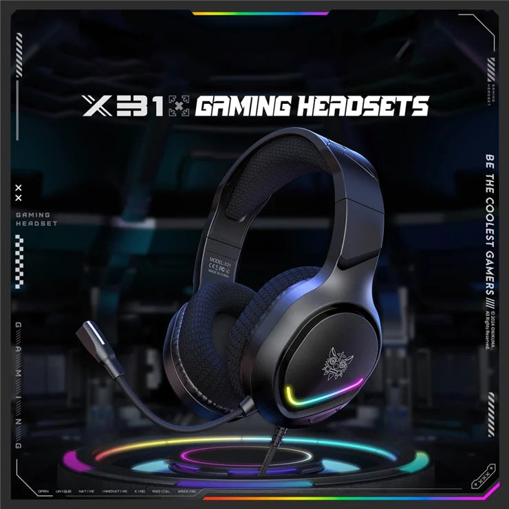 Onikuma X31 RGB Wired Gaming Headset with Noise Cancelling Microphone