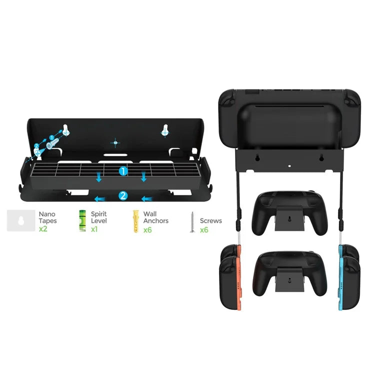 DOBE TNS-31113 Wall Mount Bracket for Nintendo Switch 2 / Switch / OLED Game Controller Hanger with Game Card Storage