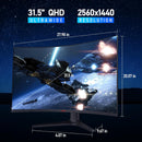 KOORUI 32E6QC 32 inch QHD (2560 x 1440) 2K Display, 170Hz 1500R HDR10 Curved Gaming Monitor