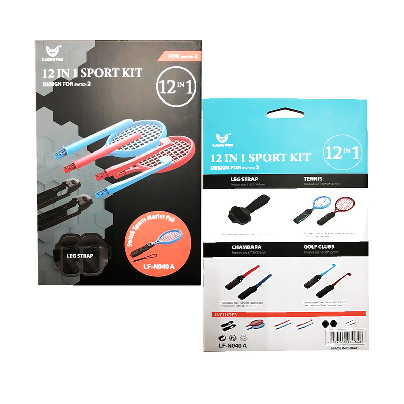 Lucky Fox 12 in 1 Sports Kit for Nintendo Switch 2 - Blue/Red