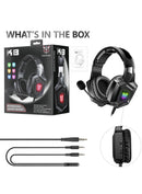 Onikuma K8 Wired RGB Gaming Headset - Black