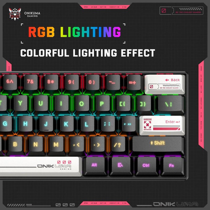 Onikuma G55 61-Keys RGB Wired Mechanical Gaming Keyboard Black (Tea Axis Switch)