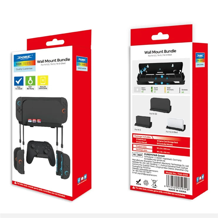 DOBE TNS-31113 Wall Mount Bracket for Nintendo Switch 2 / Switch / OLED Game Controller Hanger with Game Card Storage
