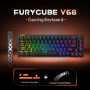 FURYCUBE V68 Mechanical Gaming Keyboard Flowing White Switch - Black with Orange Keycaps
