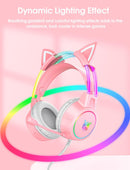 ONIKUMA X15 PRO Cat Ear Headphones, Double-Head Beam with Noise Cancelling Microphone RGB Gaming Headset