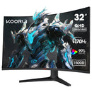 KOORUI 32E6QC 32 inch QHD (2560 x 1440) 2K Display, 170Hz 1500R HDR10 Curved Gaming Monitor  
