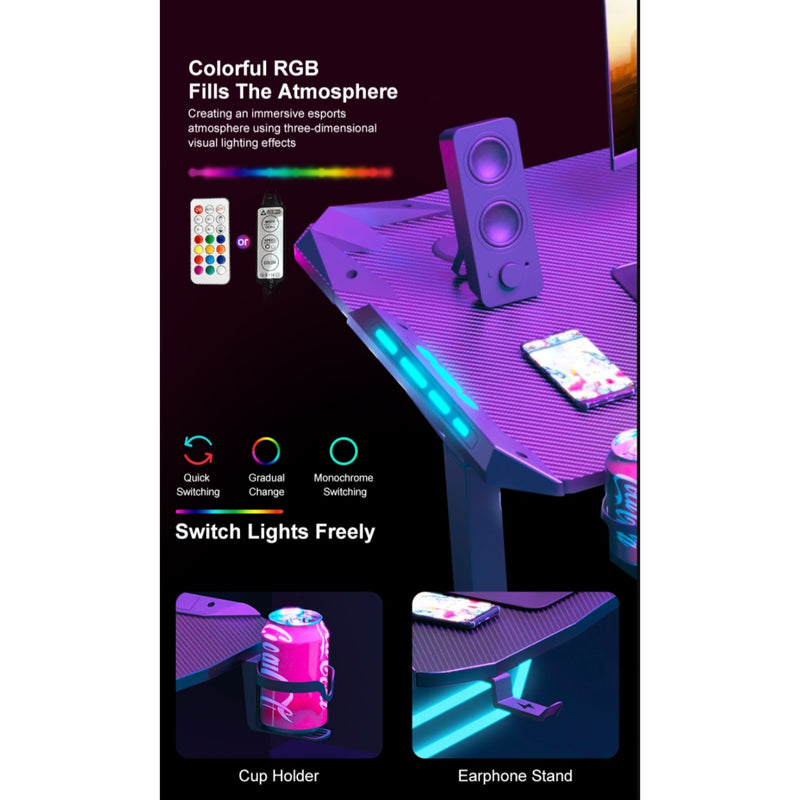 AY Ergonomic Electric Height Adjustable RGB Gaming Sit-Stand Desk