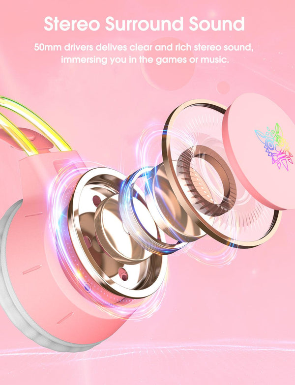ONIKUMA X15 PRO Cat Ear Headphones, Double-Head Beam with Noise Cancelling Microphone RGB Gaming Headset
