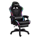 East Seat Gaming Chair with RGB Lights, Footrest & Built-in Speakers - Black