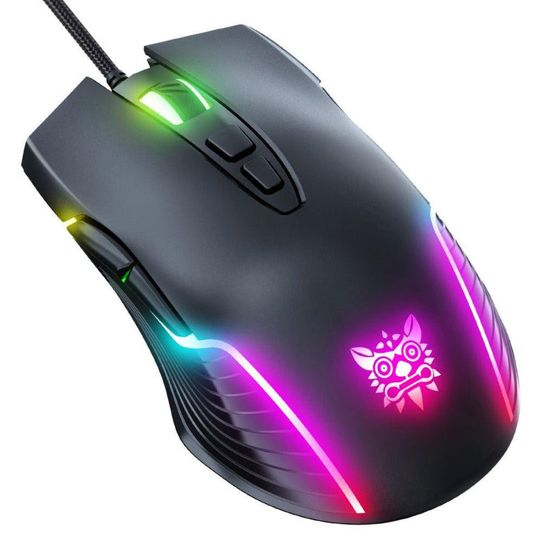 Onikuma CW905 6400 DPI Wired Gaming Mouse 7 Buttons Design RGB (Black)