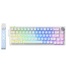 FURYCUBE V68 Mechanical Gaming Keyboard Flowing White Switch - White with Full Set of Blue Keycaps