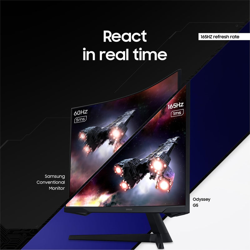 SAMSUNG Odyssey G5 G55C 32” inch 2K QHD 1000R Curved 1ms HDR10 165Hz Gaming Monitor