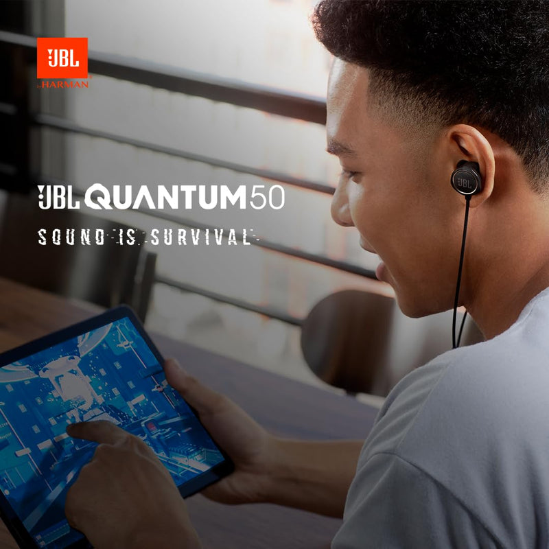 JBL Quantum 50 In-Ear Wired Gaming Headset with QuantumSOUND Technology, Black