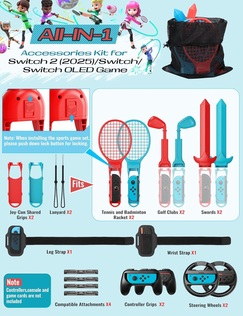 20 in 1 Sports Kit Accessories For Nintendo Switch 2