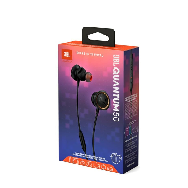JBL Quantum 50 In-Ear Wired Gaming Headset with QuantumSOUND Technology, Black