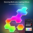 Hexagon Lights with Remote, RGB LED Wall Lights, Smart DIY App Control/ Music Sync for Game Room Decor - 6 pcs
