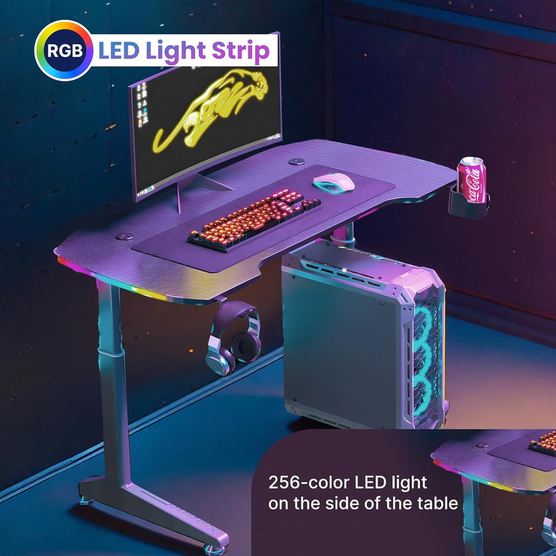 YY Ergonomic Manual  Height Adjustable RGB Gaming Sit-Stand Desk