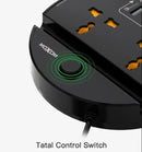 Moxom ST03 Power Socket With 3 USB Fast Charging Ports And Mobile Stand  - Black