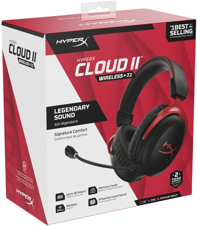 HyperX Cloud II - Gaming Headset, 7.1 Surround Sound, Memory Foam Ear Pads,  Durable Aluminum Frame, Detachable Microphone, Works with PC, PS5, PS4