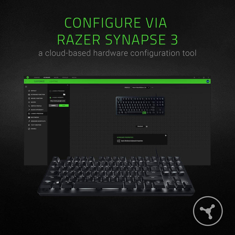Razer BlackWidow Lite TKL Tenkeyless Mechanical Keyboard - Orange Key Switches