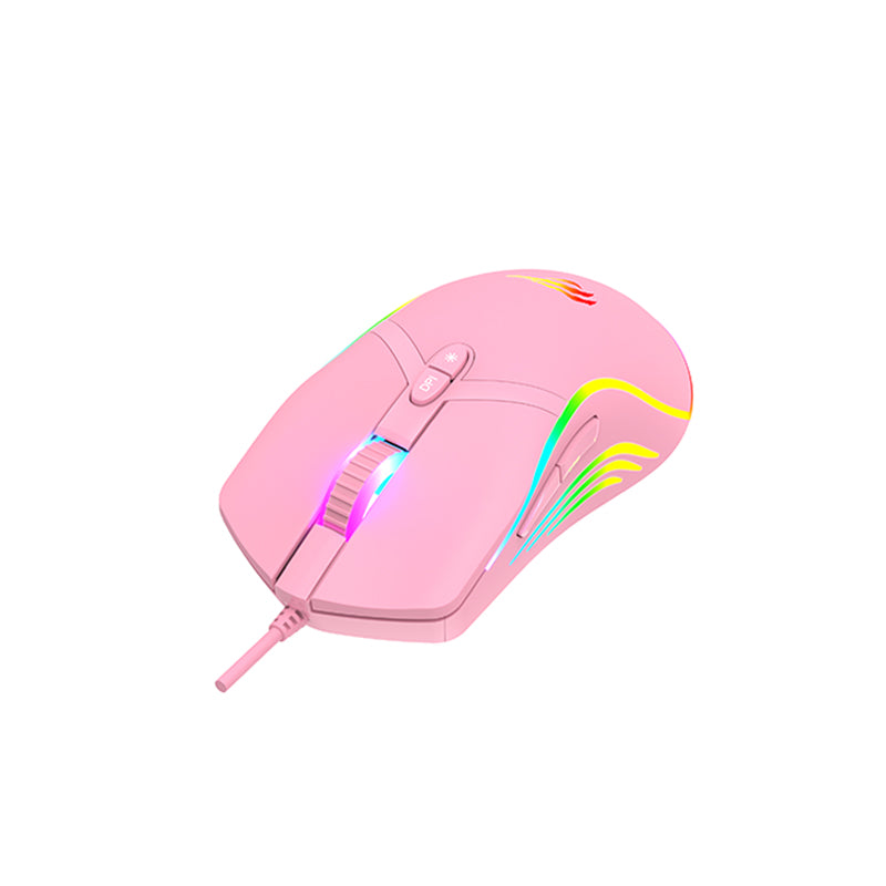 Havit MS1026 RGB Backlit Programmable Gaming Mouse - Pink