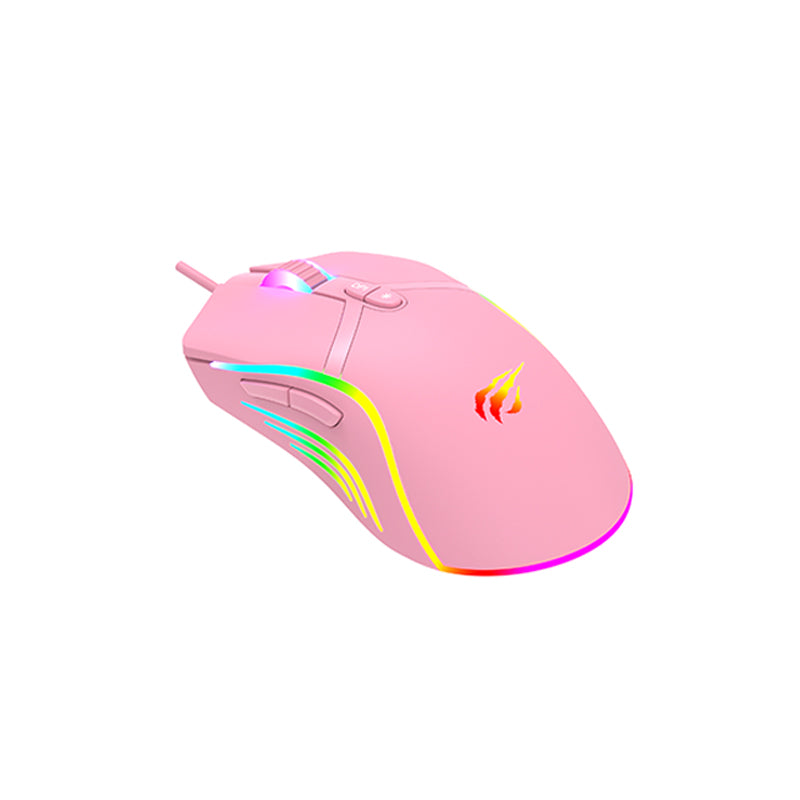 Havit MS1026 RGB Backlit Programmable Gaming Mouse - Pink