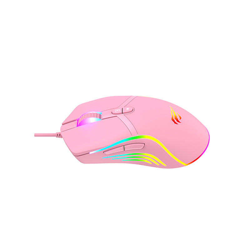 Havit MS1026 RGB Backlit Programmable Gaming Mouse - Pink