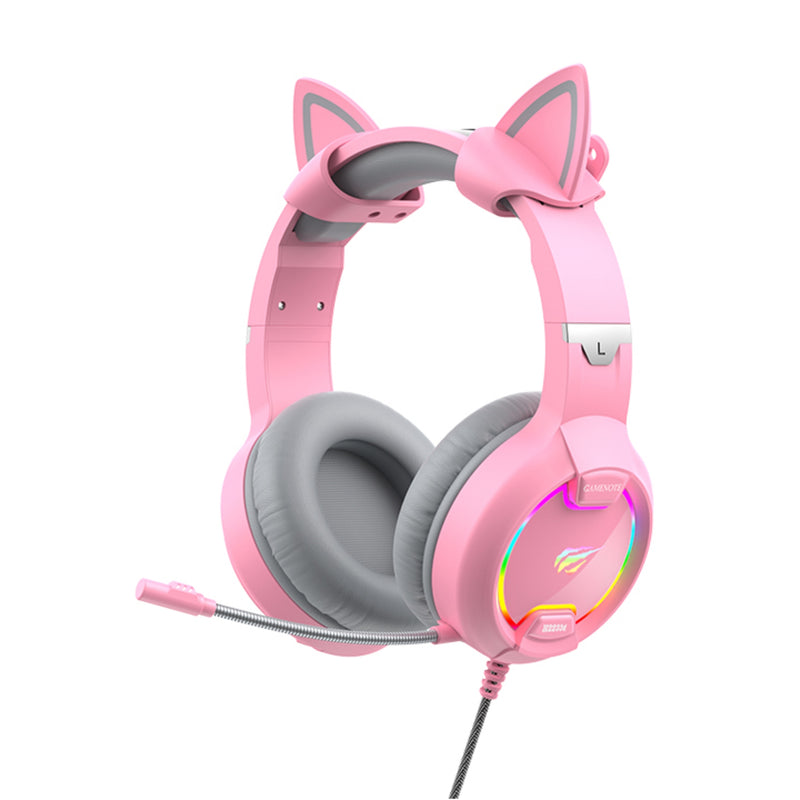 Havit H2233d Gaming Headset (Pink+ear charm）
