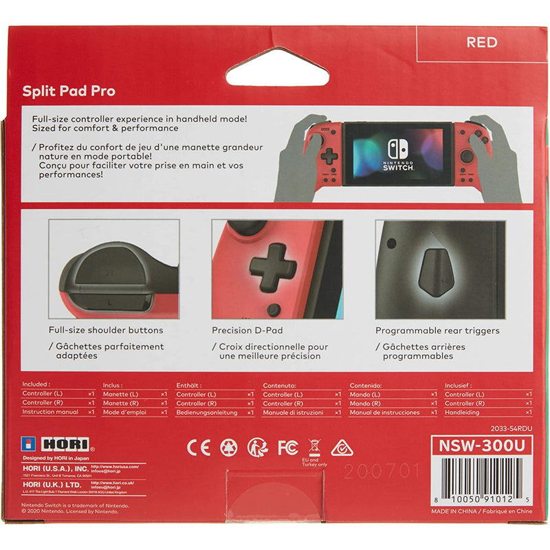 Hori Split Pad Pro Handheld Controller for Nintendo Switch - Red