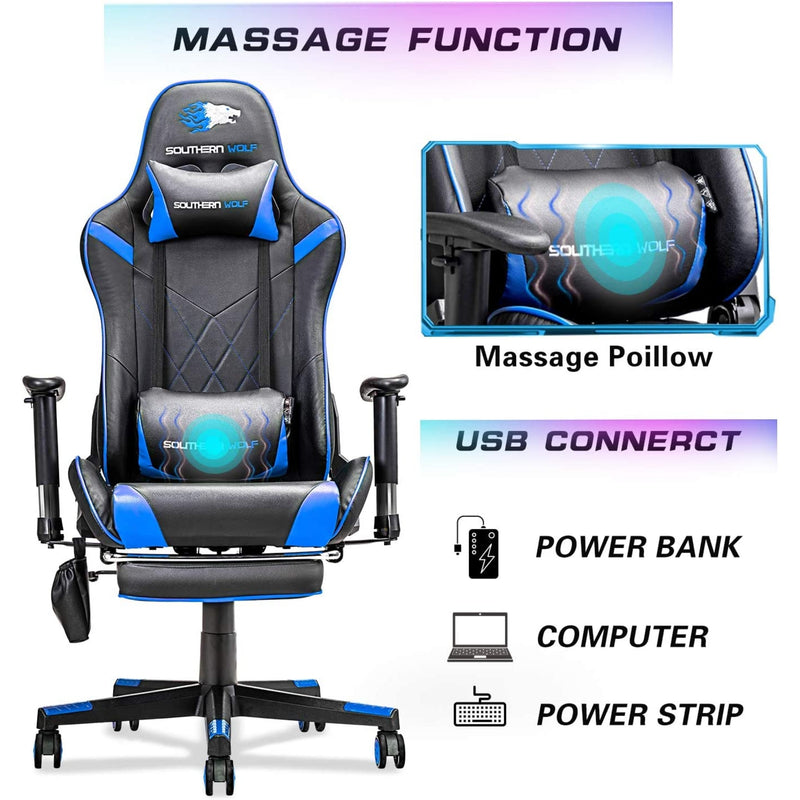 Southern Wolf SW2 Gaming Chair with Massage Function, Speakers and Footrest