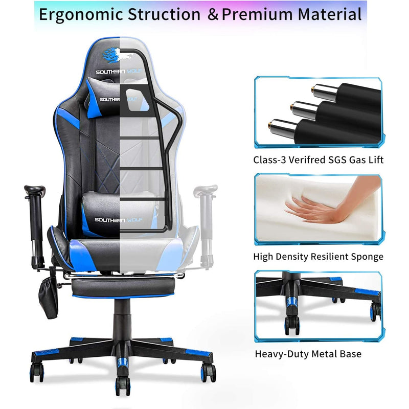 Southern Wolf SW2 Gaming Chair with Massage Function, Speakers and Footrest