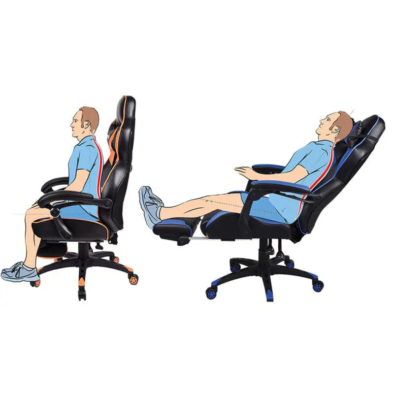 Kring BY-518 Ergonomic Gaming Chair with Footrest - Blue