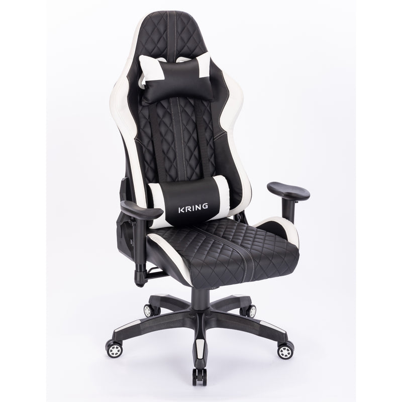 Kring BY-518 Ergonomic Gaming Chair with Footrest - White