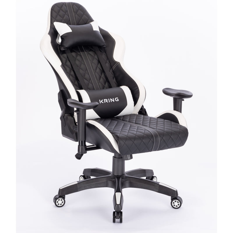 Kring BY-518 Ergonomic Gaming Chair with Footrest - White