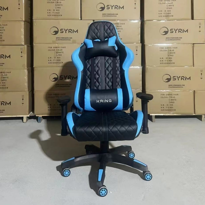 Kring BY-518 Ergonomic Gaming Chair with Footrest - Blue
