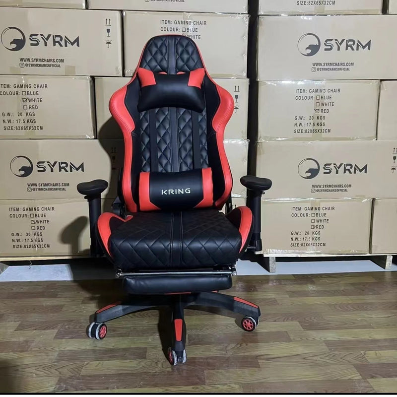 Kring BY-518 Ergonomic Gaming Chair with Footrest - Red