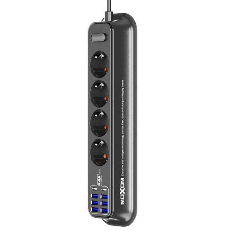 Moxom MX-ST05 Safety power strip with 4 Sockets & 8 USB Ports(6x USB, 2x USB Type-C)