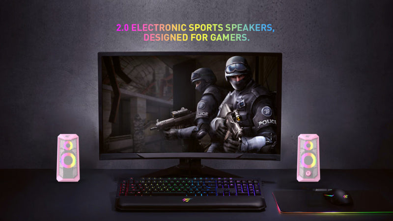 Havit SK202 2.0 RGB Gaming Speakers - Pink