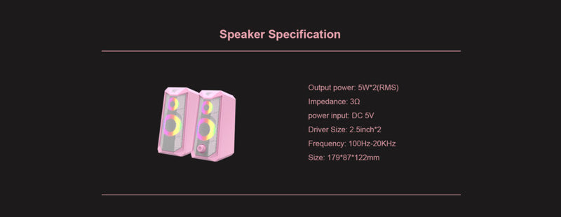 Havit SK202 2.0 RGB Gaming Speakers - Pink